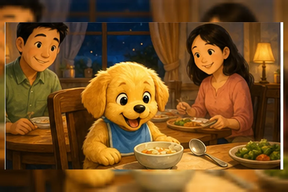 Minh họa trang 1 truyện Chiếc bàn ăn vui vẻ