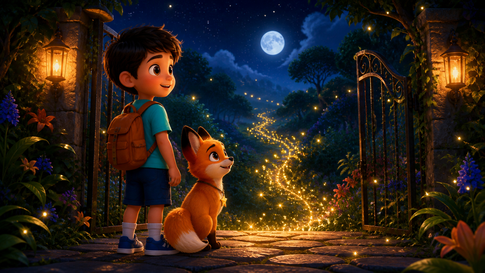 Tranh minh họa trang 1 của truyện The Firefly Forest Map