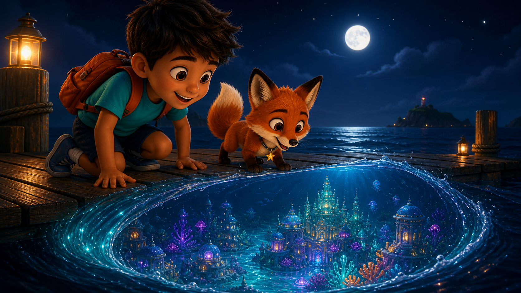 Tranh minh họa trang 1 của truyện The Undersea City That Sang